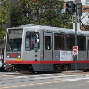 T-Third train on 3rd street in dogpatch/mission bay area