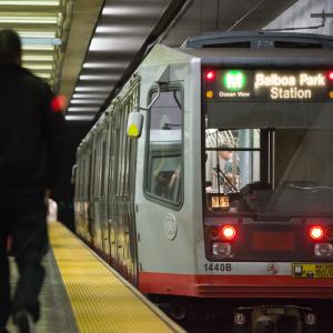 M Ocean View train inside the Muni Metro subway