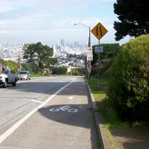 Clipper Street looking downhill towards Douglass Street