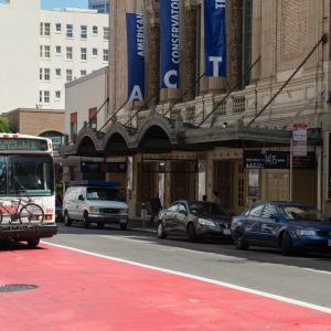 Red Transit Only lane on Geary Boulevard