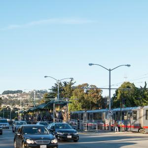 19th Avenue and Holloway Avenue with M Ocean View Line Light Rail