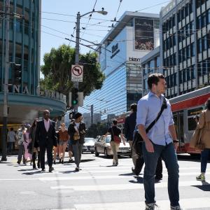 People walking at 5th and Mission