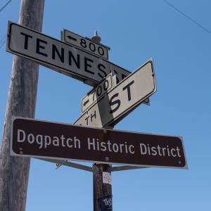 Dogpatch signs indicate its historic status