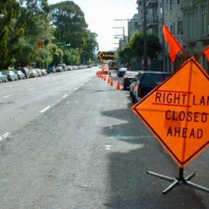 Lane blocked on Oak Street