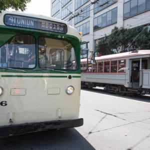 trolley coach and streetcar