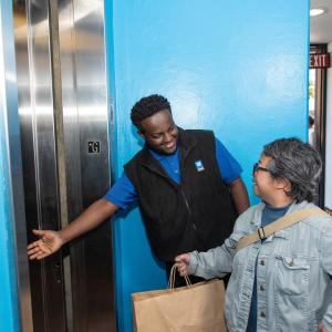 Parking Garage Ambassador Assisting Customer