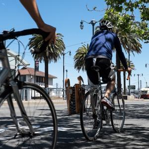 Biking on the Embarcadero.