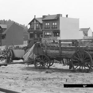 broken down wagons amidst sand