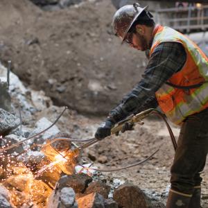 Worker in at the Chinatown Station