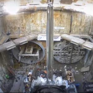 Boring machines coming out of the tunnels