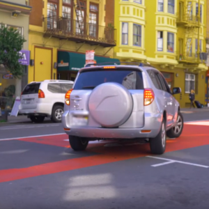 Parallel parking from a transit lane