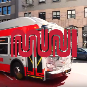 Bus in red transit lane