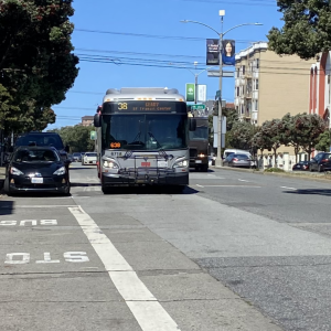 38 Geary travels east on Geary Boulevard