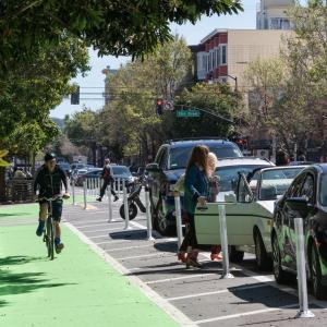 parking-protected bikeway on Valencia Street