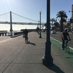 Embarcadero bike path and Bay Bridge 