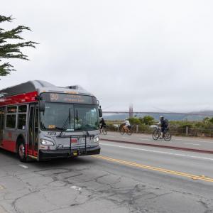 A 30 Stockton bus in the Presidio