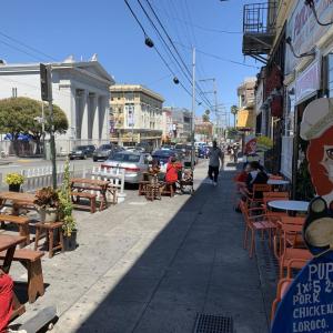 Shared Space on 16th street on the sidewalk and parking lane