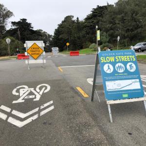 Golden Gate Park Slow Streets sign