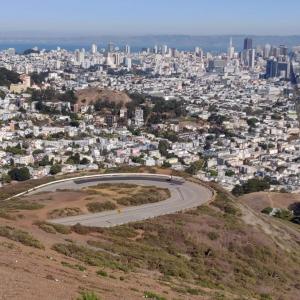 Twin Peaks Blvd with the San Francisco in the background