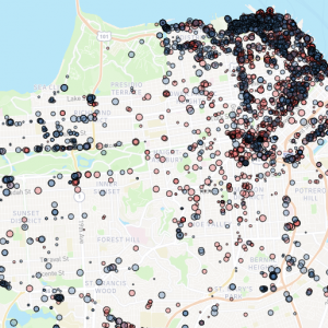 Scooter and bike citation location in San Francisco map