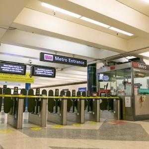 Image of closed Muni Metro turnstiles
