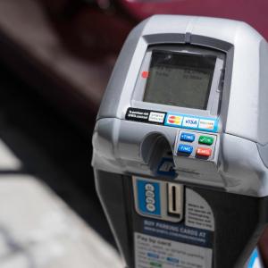 Close-up image of a parking meter.