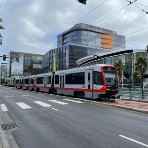 Muni Metro traveling on 3rd Street