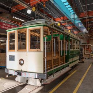 Restored Cable Car 8 being readied for return to service