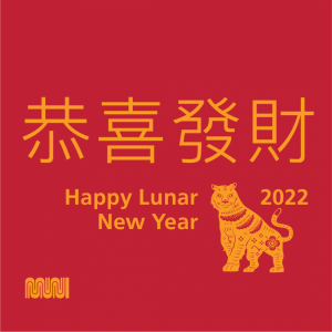 Chinese characters translated to "Happy New Year" and a tiger to represent the Year of Tiger.