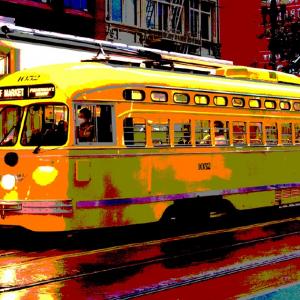Painting of a PCC streetcar by Richard Louis Perri