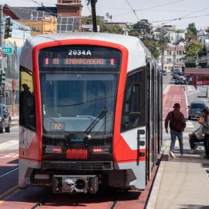 J Church LRV at the intersection of Market and Church Street 