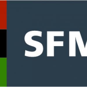 SFMTA Black History Month logo featuring the Pan-African flag's colors: red, black and green.