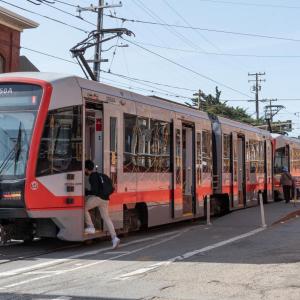 Passengers boarding an M Ocean View train