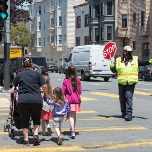 School Crossing Guard James Moore at Sherman Elementary School on Franklin Street