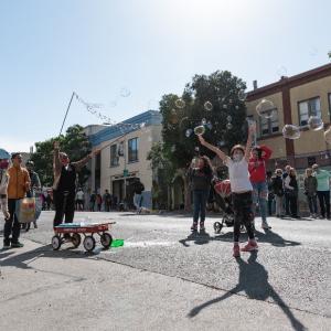 Children playing on a slow street   