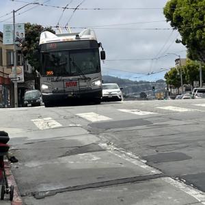 Bus 49 Van Ness arrives at Mission and Highland stop 