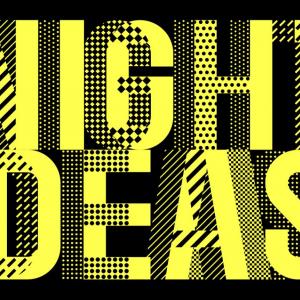 Graphic is yellow and black and has text that says Night of Ideas in caps and with various designs