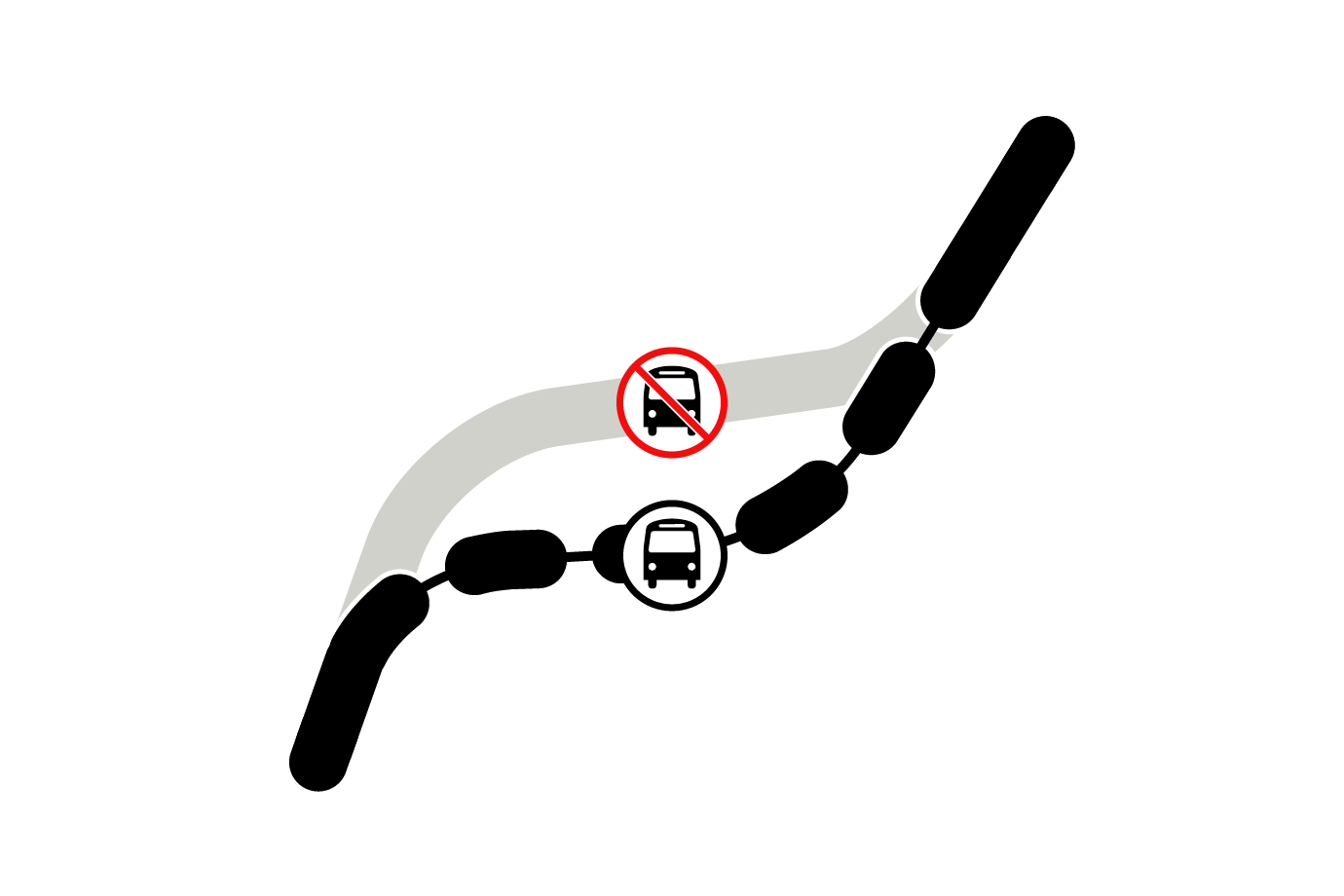 graphic depicting rerouted bus service