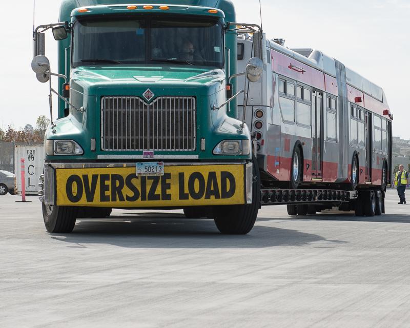 Large truck with oversize load