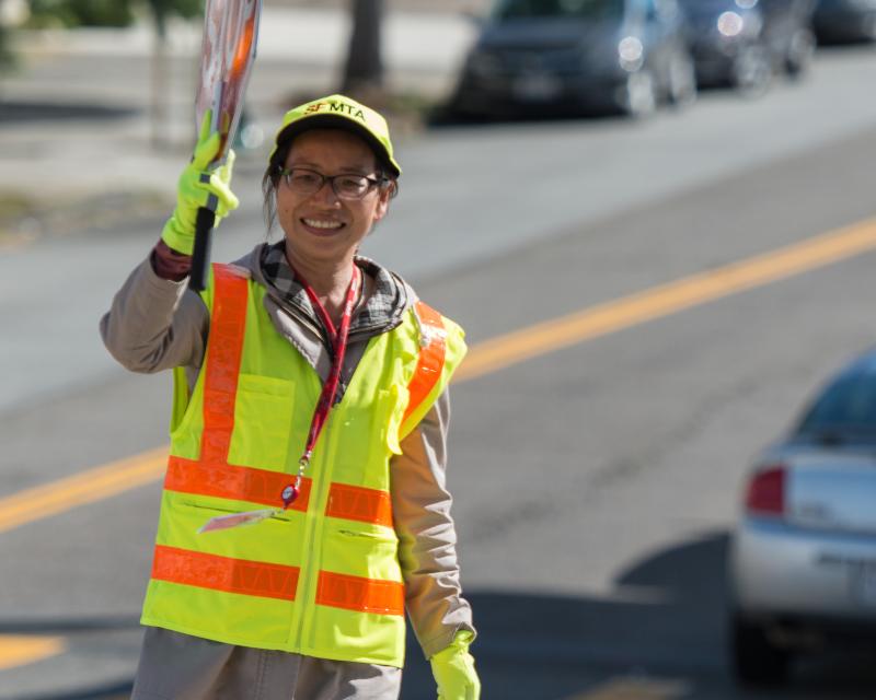 crossing guard at intersection
