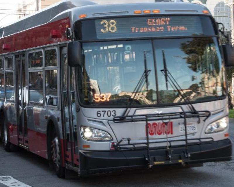 Image of 38 Geary bus on Geary Boulevard